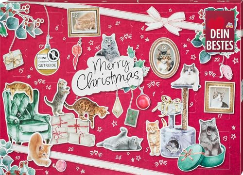 Dein Bestes, Adventskalender 2025. 24 leckere Katzensnacks, Ohne Getreide. liebevoll zusammengestellte Auswahl leckerer Snacks, für die Vorweihnachtszeit, Katzenleckerlis, für alle Altersstufen.