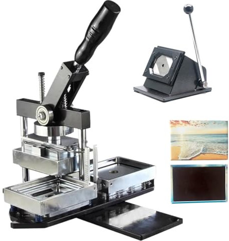 Button Badge Making Machine Kit with Paper Cutter, 80 * 53mm Square Badge Maker + 100pcs Components - Custom Fridge Magnet Maker