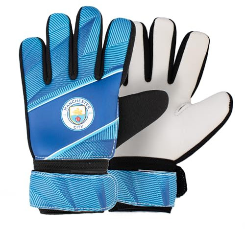 Hy-Pro Offiziell lizenzierte Manchester City FC Torwarthandschuhe – Junior, Fuse Design, Man City, Torwart, mit starkem Handflächengurt für hohe Leistung, Jungen und Mädchen