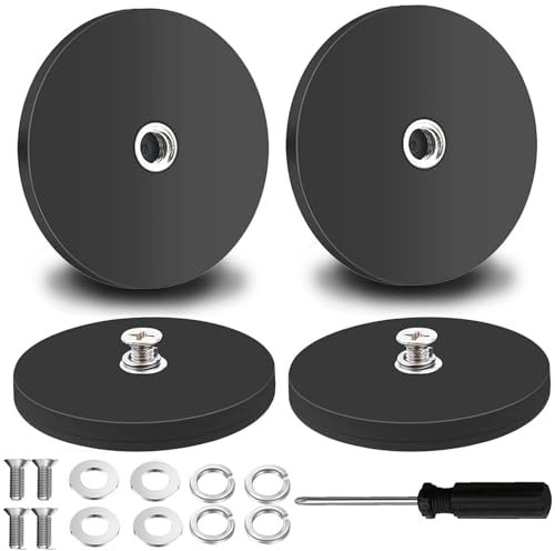 Cveenk 4 Stück Neodym Magnete Gummiert, Ø 66mm Gummi Runde Magnete Anti-Rutsch,30kg Starke Magnete mit M6 Gewinde für Fahrzeuge Lampen Instrumente und Geräte