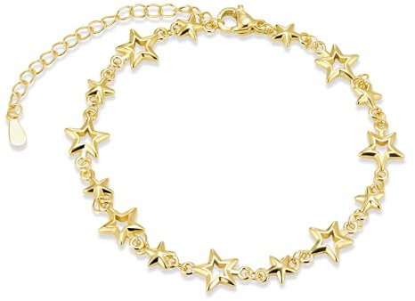 ALEXCRAFT Armband Damen Gold Sterne Armband Verstellbar Kette Damen Freundschaftsarmband Geschenk Armbander für Frauen Mädchen Geburtstag Valentinstag