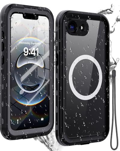Miimall for iPhone 16e Case with Screen Protector, [IP68 Waterproof] [Magnetic Adsorption] [Military Grade Protection], 360°Full Body Coverage Rugged Dustproof Shockproof Case for iPhone 16e, Black