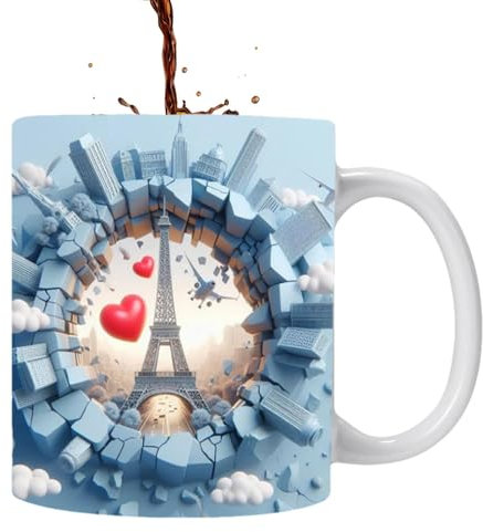 Xinhuju Paris Tower Mug - Gobelet d'eau 3D France Paris Tour en céramique pour café, thé, milk, beverage