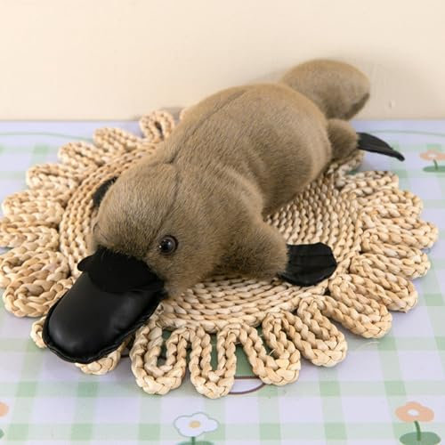 AQCQDQ Schnabeltier Kuscheltier, Plüschtier Schnabeltier Stofftier, Simuliertes Tier Kawaii Schnabeltier Plüsch, Realistische Schnabeltier-Plüsch Spielzeug für Wilde Tiere (30cm,Grau)
