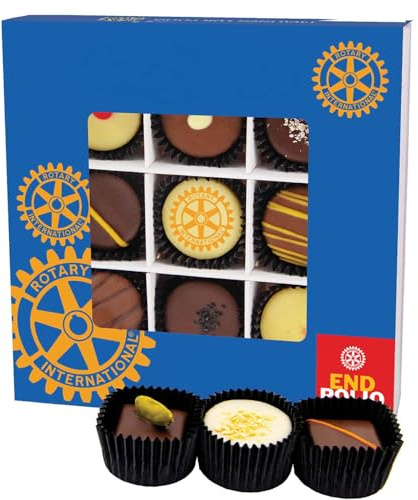 Hallingers Genuss Manufaktur Pralinen Geschenk - ohne Alkohol, handmade aus Confiserie-Edelkakao in wertiger L-Geschenkbox Rotary Internat..., Geschenkidee für Frauen Männer