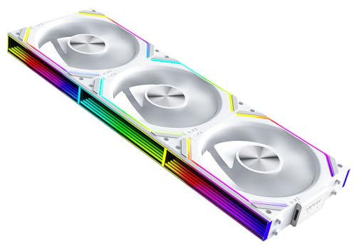 Jungle Leopard Interstellar-V2RS Daisy Chain RGB PC Fan 120MM Triple Pack,1850RPM/68CFM/2.4mmH2O,5V3PIN ARGB and 12V4PIN PWM Fan (White Reverse Blade)