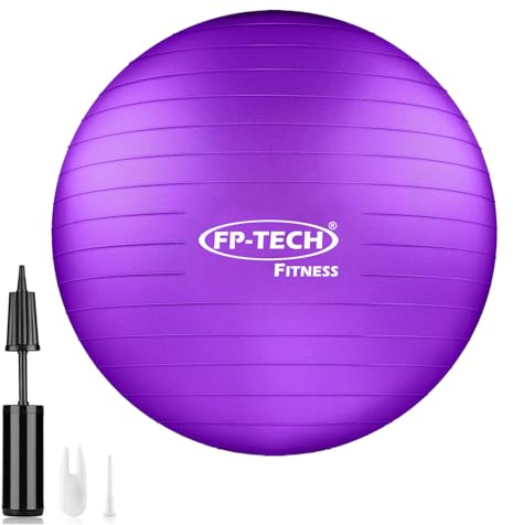 FP-TECH - Palla da Fitness, Palla Pilates Yoga Anti-Scoppio 55cm/65cm/75cm/85cm Palla da Ginnastica con Pompa Rapida inclusa per Fitness Yoga Pilates e Ufficio 6 Colori