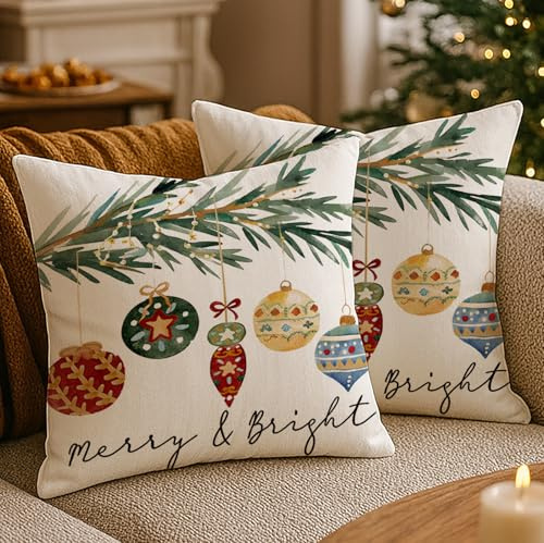 Luzzxfa Winter Geschenk Weihnachten Kissenbezug 50x50 cm 2er Set Süßigkeiten Weihnachtsdeko Outdoor Kissenbezüge Modern Sofakissen mit Verstecktem Reißverschluss