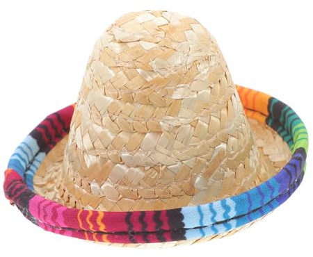 KICHOUSE Kleiner Miniaturstrohhut für Puppen und Haustiere Winziger Dekorativer Kleiner Hut aus Strohwaren Charmante Flaschen Dekoration für Partys und Zuhause