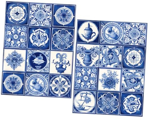 iplusmile 24pièces Autocollants Carrelage Vintage Stick and Peel Pour Salle De Bain Et Cuisine Décoration Murale Imperméable Style Mexican Tiles Facile à Installer Et Amovible