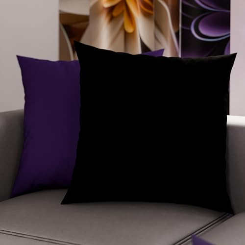 PETTI Artigiani Italiani - 2er-Set Kissenbezüge 35x35 cm aus Mikrofaser, Dekokissen-Bezüge für Schlafzimmer und Sofa, Set mit 2 Kissenhüllen, Wende-Kissenbezug Double-Face Schwarz und Violett