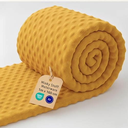 Minky Stoff Meterware 1 M x 160 cm Plüsch Polyester – Nähstoff samtig weich für Decken Tagesdecken Kuscheltiere Accessoires Babyhaut geeignet mit Oeko Tex Toffee