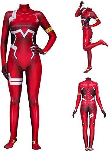 Qigmhua 02/Zero Two Bunny Cosplay Anime Kostüm Zero Two Bodysuit mit Accessories Halloween Jumpsuit Damen 02 Battle Uniform Onesies Sets