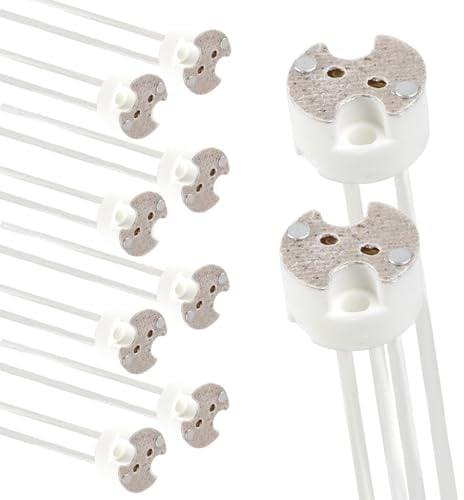 Douille GU5.3 MR16 Céramique 12V, Douille GU5.3 G4 GU4 G6.35 | Base avec Silicon Câble 14 CM, Support Ampoule pour Spot LED Halogène, 10 Pièces