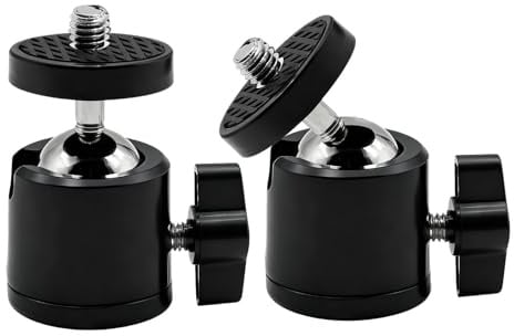 2 Pack Mini Stativkopf Kugelkopf mit 1/4 Gewinde Kugelgelenk 360° | Drehbar Ball Head Kamera Montageadapter für DSLR Halterung Stativ Handyhalter LCD Monitor Mikrofon LED, 2 kg Tragkraft