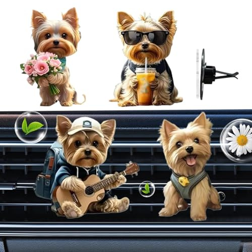 Lot de 4 désodorisants pour voiture - Diffuseur de parfum acrylique 2D - Avec masse parfumée solide - Pour voiture, camion, SUV, remorque, climatisation, maison, cuisine, intérieur