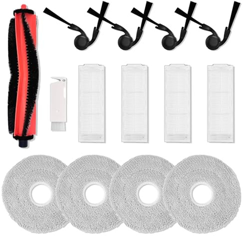 Kit de Repuesto de Accesorios, Compatible con Aspiradora Robótica Xiaomi S40 Pro (OV71GL) - Incluye 1 Cepillo Principal, 4 Cepillos Laterales, 4 Filtros HEPA y 4 Almohadillas para Fregona, Piezas de