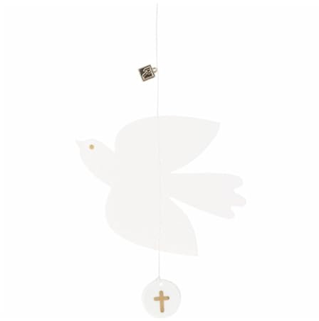 Räder Glaubensfreude Hänger Taube aus Papier – Weißer Deko-Anhänger 12 cm – Filigrane Dekoration für Fenster, Zweige & Wand zu Taufe, Kommunion & Konfirmation