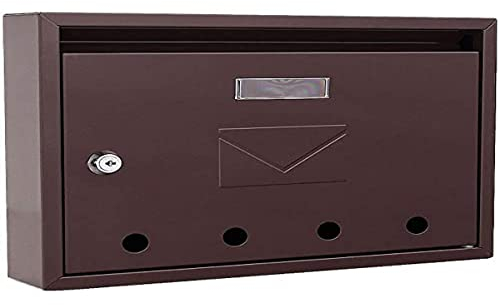 Rottner Briefkasten Imola, Braun, Zylinderschloss mit 2 Schlüssel, Stahl, BxH 320x240 mm, Befestigungsmaterial inklusive, Namensschild, Sichtfenster
