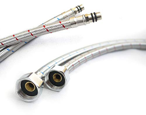 Xcel Home 2x M10 1/2 BSP 500mm Tubos flexibles largos - Conectores para grifos monomando cocina lavabo - Tubos flexibles de acero inoxidable 304 sin óxido, corrosión ni plomo (extremos macho largos)