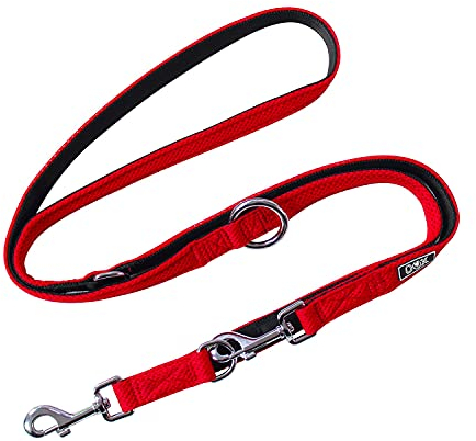 DDOXX Airmesh Hundeleine - 2m, 3fach verstellbare Hundeleine für alle Hundegrößen - XS (Rot)