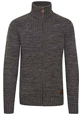 !Solid SDPomeroy Herren Strickjacke Cardigan Grobstrick Pullover mit Stehkragen Reißverschluss 100% Baumwolle Regular fit, Größe:L, Farbe:Dark Grey (2890)