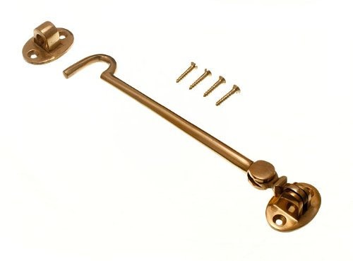 Cabin Hook And Eye 150Mm 6 Inch Solid Polished Brass With Screws