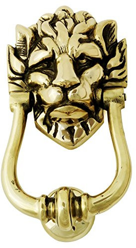 Castelion® Solid Brass Lion's Head Smooth Door Knocker – Large Number 10 Downing Street Smooth Lion Knocker 23cm (9)