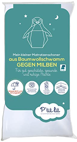 P'tit lit - Anti-Staubmilben-Baby-Matratzenschoner | Wasserdichter Matratzenschoner 60x120 cm - Frottee aus 100% Baumwolle - Saugfähig und leise - Oeko Tex®