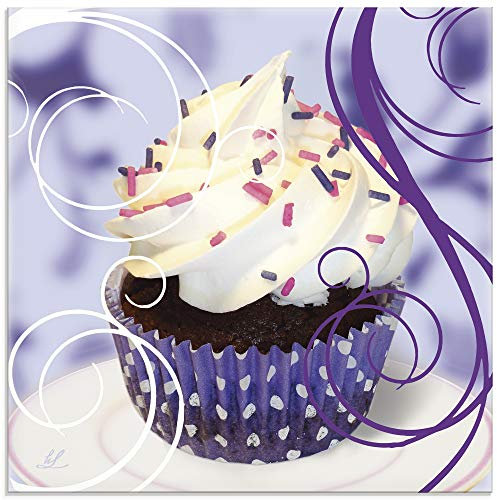 ARTland Wanddeko Glasbilder Wandbild Glas Bild einteilig 50x50 cm Quadratisch Cafe Essen Cupcake Kuchen Muffin Süßigkeiten Dessert T5JZ