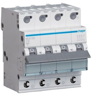 Hager Leitungsschutzschalter 3polig+N 6kA C-Charakteristik 32A Quick Connect MCS632