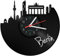 GRAVURZEILE Schallplattenuhr - Skyline Berlin - Wanduhr aus gegossenem Vinyl mit Stadt Skyline - 30 cm - Upcycling Designer Uhr - Moderne Wanduhr im Retro Vintage Style - Made in Germany