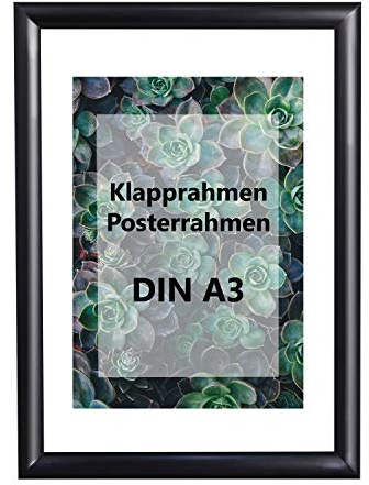 LABT DIN A3 schwarzer Alu Klapprahmen Wechselrahmen Bilderrahmen Plakatrahmen Aluminium mit 25mm Rahmen in schwarz | Größe: DIN A3
