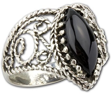 Ring Black Weave 925 Sterling Silber mit Onyx (54 (17.2))