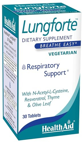 HealthAid LungForte – Natural Herbal Formula with Vitamin A, C, D, NAC, Garlic & Olive Leaf for Respiratory Support & Immunity - 30 Tablets