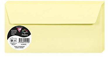 Clairefontaine 5455C - Packung mit 20 Umschläge Pollen, Format DL, 110 x 220 mm, 120g, ideal für Korrespondenz und Einladungen, Kanariengelb, 1 Pack