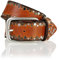 Bernd Götz Vollrind-Walkleder Nietengürtel Silbergift 402205, Farbe:cognac;Länge:90 cm