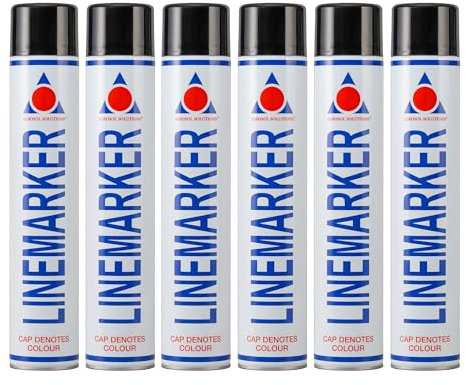 Aerosol Solutions Line Marker, Grass and Road Spray Paint, Black, 750 ml (Pack of 6)