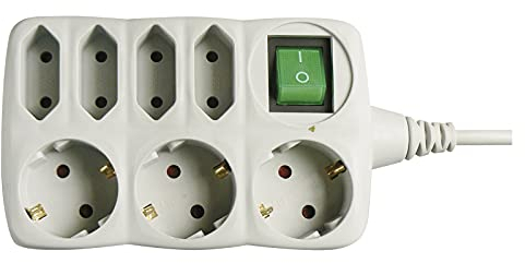 EMOS GES-002 3er 4er Steckdose 1,5M SCHUKO, Grau mit Schalter