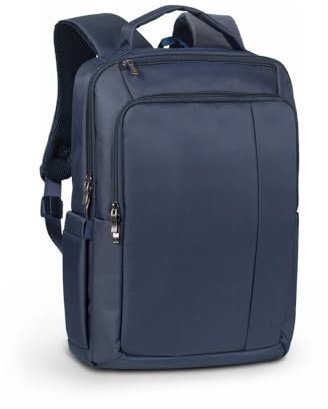 Rivacase Laptop Rucksack bis 15,6 Zoll – leichter und trendiger Stadtrucksack mit extra gepolsterten Seiten – schlicht und elegant- ein Fach für Dokumente und Tablet bis 10,1 Zoll (Blau)