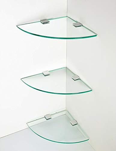 dylex 3 x GLASS CORNER SHELF IDEAL BATHROOM SHELVES
