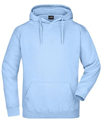 James & Nicholson Kapuzensweatshirt - Hochwertiger Freizeit-Sweat mit Kapuze und Kängurutasche | Farbe: light-blue | Grösse: S