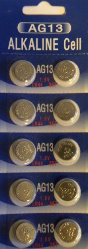 Beaky AG13 L1154 LR44 A76 157 V13GA RW82 Alkaline Battery (10 Pack) used in Watches, Calculators, Toys, Lasers, Clocks, Thermometers, and many other electronic items.