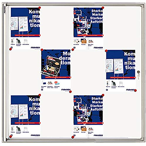 FRANKEN Schaukasten X-tra!Line für den Innenbereich, Klapptür, 12x A4, 96 x 98 x 3.5 cm, weiß, magnetisch, mit Aluminiumrahmen zur Wandmontage, FSA12