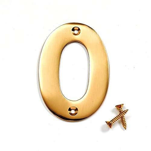 Merriway BH04267 Solid Brass Polished and Lacquered Numeral Number 0, 50 mm, 2 inch