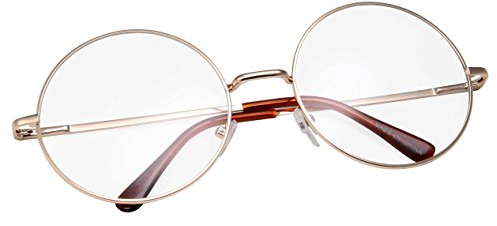 grinderPUNCH Nicht verschreibungspflichtige Brille mit rundem rundem Rahmen und klaren Gläsern in mittlerem Gold