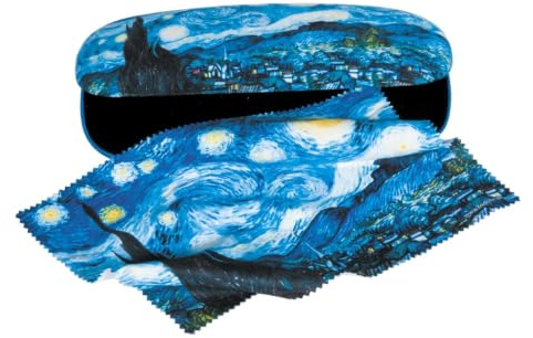Fridolin Brillenetui Set, Hardcase stoffbezogen mit Putztuch Van Gogh Sternennacht