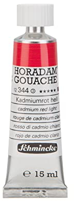 Schmincke - Horadam Gouache, Kadmiumrot hell, 15 ml-Tube, 12 344 006, feinste Gouache, natürliche Deckkraft, höchst pigmentiert, farbintensiv und matt