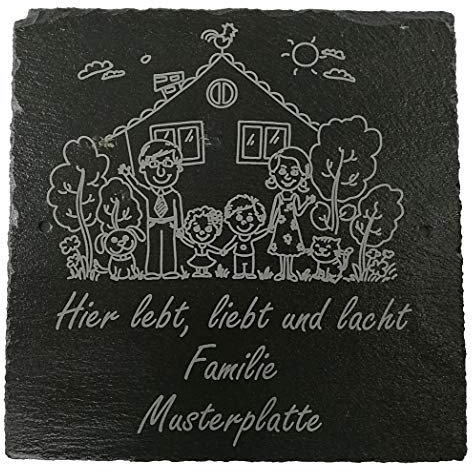 Personalisiertes Haus-Türschild für Familien, Schiefer, Individuelle mit Wunschnamen, Hausschild mit Namen, Familien Hausschild, Türschild mit Namen, Türschilder mit Gravur, Die Geschenke Manufaktur
