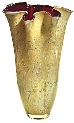 CRISTALICA Blumenvase Jozy Creme-rot Art Queen 39 cm Kristallglas Deko Hand Made